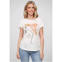 Cloud5ive Damen Viskose T-Shirt mit Floral Silhouette Face Print