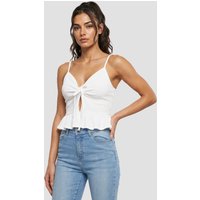 Tanktop mit Rüschen aus Waffelpiqué, Damen Urban Classics