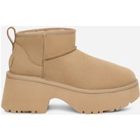 UGG® Classic Ultra Mini New Heights Boot in Brown, Size 7, Suede/Polyester/Wool