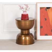 Click to view product details and reviews for Antique Brass Hour Glass Round Side Table.