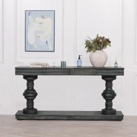 Click to view product details and reviews for Distressed Black Mango Wood 2 Drawer Large Console Table. Click to view product details and reviews for Distressed Black Mango Wood 2 Drawer Large Console Table.