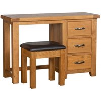 Click to view product details and reviews for Somer Oak 3 Drawer Single Dressing Table With Stool. Click to view product details and reviews for Somer Oak 3 Drawer Single Dressing Table With Stool.