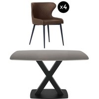 Click to view product details and reviews for Vernal 4 Seater Grey Sintered Stone Dining Set 4 Langley Brown Faux Leather Chair. Click to view product details and reviews for Vernal 4 Seater Grey Sintered Stone Dining Set 4 Langley Brown Faux Leather Chair.