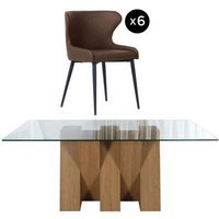 Click to view product details and reviews for Newton 6 Seater Clear Glass And Natural Dining Set 6 Langley Brown Faux Leather Chair. Click to view product details and reviews for Newton 6 Seater Clear Glass And Natural Dining Set 6 Langley Brown Faux Leather Chair.