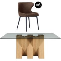 Click to view product details and reviews for Newton 6 Seater Smoked Glass And Natural Dining Set 6 Langley Brown Faux Leather Chair. Click to view product details and reviews for Newton 6 Seater Smoked Glass And Natural Dining Set 6 Langley Brown Faux Leather Chair.