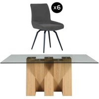 Click to view product details and reviews for Newton 6 Seater Smoked Glass And Natural Dining Set 6 Malcom Dark Grey Fabric Swivel Chair. Click to view product details and reviews for Newton 6 Seater Smoked Glass And Natural Dining Set 6 Malcom Dark Grey Fabric Swivel Chair.