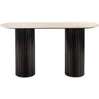 Click to view product details and reviews for Hampton Travertine Beige Top Console Table With Black Fluted Base. Click to view product details and reviews for Hampton Travertine Beige Top Console Table With Black Fluted Base.