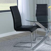 Click to view product details and reviews for Roma Black Faux Leather Dining Chair And Chrome Cantilever Base. Click to view product details and reviews for Roma Black Faux Leather Dining Chair And Chrome Cantilever Base.