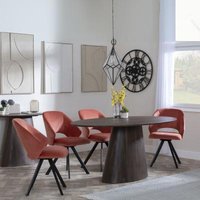 Click to view product details and reviews for Palma Walnut Oval Dining Set Ion Orange Velvet Fabric Swivel Dining Chair. Click to view product details and reviews for Palma Walnut Oval Dining Set Ion Orange Velvet Fabric Swivel Dining Chair.