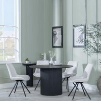 Click to view product details and reviews for Bern Fluted Black 4 Seater Round Dining Set 4 Boden Cream Fabric Swivel Dining Chair. Click to view product details and reviews for Bern Fluted Black 4 Seater Round Dining Set 4 Boden Cream Fabric Swivel Dining Chair.