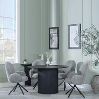 Click to view product details and reviews for Bern Fluted Black 4 Seater Round Dining Set 4 Theo Dark Grey Fabric Swivel Dining Chair. Click to view product details and reviews for Bern Fluted Black 4 Seater Round Dining Set 4 Theo Dark Grey Fabric Swivel Dining Chair.