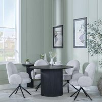 Click to view product details and reviews for Bern Fluted Black 4 Seater Round Dining Set 4 Theo Grey Fabric Swivel Dining Chair. Click to view product details and reviews for Bern Fluted Black 4 Seater Round Dining Set 4 Theo Grey Fabric Swivel Dining Chair.
