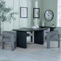 Click to view product details and reviews for Bern Fluted Black Dining Set Kiefer Grey Boucle Fabric Dining Chair. Click to view product details and reviews for Bern Fluted Black Dining Set Kiefer Grey Boucle Fabric Dining Chair.
