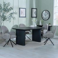 Click to view product details and reviews for Bern Fluted Black Dining Set Theo Dark Grey Fabric Swivel Dining Chair. Click to view product details and reviews for Bern Fluted Black Dining Set Theo Dark Grey Fabric Swivel Dining Chair.