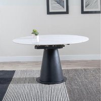 Click to view product details and reviews for Carrara 4 6 Seater White Ceramic Round Swivel Motion Extending Dining Table With Black Pedestal Base 135cm. Click to view product details and reviews for Carrara 4 6 Seater White Ceramic Round Swivel Motion Extending Dining Table With Black Pedestal Base 135cm.