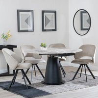 Click to view product details and reviews for Carrara Grey Ceramic 4 Seater Round Extending Dining Set 4 Ion Beige Velvet Fabric Swivel Dining Chair. Click to view product details and reviews for Carrara Grey Ceramic 4 Seater Round Extending Dining Set 4 Ion Beige Velvet Fabric Swivel Dining Chair.