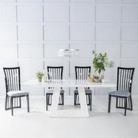 Click to view product details and reviews for Milan White Marble Dining Set Athena Black High Gloss Slatted Back Dining Chair With Grey Seat Pads. Click to view product details and reviews for Milan White Marble Dining Set Athena Black High Gloss Slatted Back Dining Chair With Grey Seat Pads.