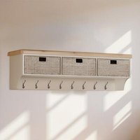 Click to view product details and reviews for Janelle Oak And Grey Wall Shelf With Hooks And Baskets. Click to view product details and reviews for Janelle Oak And Grey Wall Shelf With Hooks And Baskets.