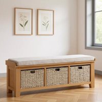 Click to view product details and reviews for Janelle Oak Hall Bench With Baskets. Click to view product details and reviews for Janelle Oak Hall Bench With Baskets.