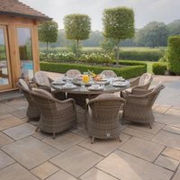 Click to view product details and reviews for Maze Winchester Brown Rattan 8 Seater Round Garden Lazy Susan Dining Set With Heritage Chairs. Click to view product details and reviews for Maze Winchester Brown Rattan 8 Seater Round Garden Lazy Susan Dining Set With Heritage Chairs.