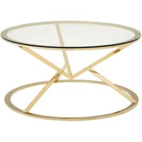 Kelley Glass Top and Champagne Gold Corseted Round Coffee Table