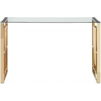 Click to view product details and reviews for Allure Glass Console Table With Gold Base. Click to view product details and reviews for Allure Glass Console Table With Gold Base.