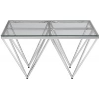 Click to view product details and reviews for Allure Glass Coffee Table With Silver Spike Base. Click to view product details and reviews for Allure Glass Coffee Table With Silver Spike Base.