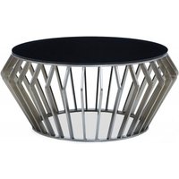 Click to view product details and reviews for Ackley Black Glass Round Coffee Table With Chrome Base. Click to view product details and reviews for Ackley Black Glass Round Coffee Table With Chrome Base.