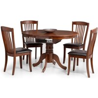 Product photograph of Canterbury Mahogany Round Extending Dining Table With 4 Leather Chairs from Choice Furniture Superstore