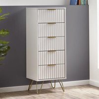 Click to view product details and reviews for Murano Ribbed White 5 Drawer Narrow Chest. Click to view product details and reviews for Murano Ribbed White 5 Drawer Narrow Chest.