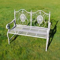 Click to view product details and reviews for Antique Grey Metal Garden Bench. Click to view product details and reviews for Antique Grey Metal Garden Bench.