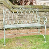 Click to view product details and reviews for Pistachio Button Green Metal Garden Bench. Click to view product details and reviews for Pistachio Button Green Metal Garden Bench.