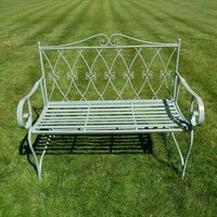 Click to view product details and reviews for Pistachio Green Metal Garden Bench. Click to view product details and reviews for Pistachio Green Metal Garden Bench.