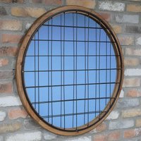 Click to view product details and reviews for Fir Wood And Metal Grid Round Wall Mirror. Click to view product details and reviews for Fir Wood And Metal Grid Round Wall Mirror.