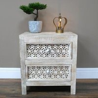 Click to view product details and reviews for Dutch Distressed White Mango Wood 2 Drawers Bedside Cabinet. Click to view product details and reviews for Dutch Distressed White Mango Wood 2 Drawers Bedside Cabinet.
