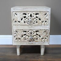 Click to view product details and reviews for Dutch Distressed White Carved Mango Wood 2 Drawers Bedside Cabinet. Click to view product details and reviews for Dutch Distressed White Carved Mango Wood 2 Drawers Bedside Cabinet.