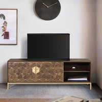 Click to view product details and reviews for Caltan Walnut Mango Wood And Gold Geometric 2 Door Tv Unit. Click to view product details and reviews for Caltan Walnut Mango Wood And Gold Geometric 2 Door Tv Unit.
