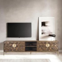 Click to view product details and reviews for Caltan Walnut Mango Wood And Gold Geometric 4 Door Large Tv Unit. Click to view product details and reviews for Caltan Walnut Mango Wood And Gold Geometric 4 Door Large Tv Unit.