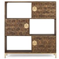 Click to view product details and reviews for Caltan Walnut Mango Wood And Gold Geometric 3 Door Bookcase. Click to view product details and reviews for Caltan Walnut Mango Wood And Gold Geometric 3 Door Bookcase.