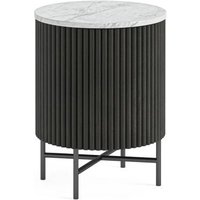 Click to view product details and reviews for Lucas Black 1 Door Fluted Bedside Table With White Marble Top. Click to view product details and reviews for Lucas Black 1 Door Fluted Bedside Table With White Marble Top.