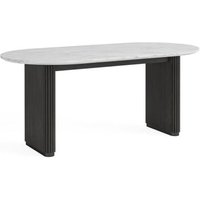Click to view product details and reviews for Lucas Black 6 Seater Oval Fluted Dining Table White Marble Top. Click to view product details and reviews for Lucas Black 6 Seater Oval Fluted Dining Table White Marble Top.