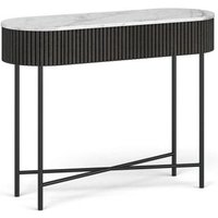 Click to view product details and reviews for Lucas Black Fluted Console Table With White Marble Top. Click to view product details and reviews for Lucas Black Fluted Console Table With White Marble Top.