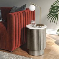 Click to view product details and reviews for Isabella Grey 1 Door Fluted Round Side Table With White Marble Top. Click to view product details and reviews for Isabella Grey 1 Door Fluted Round Side Table With White Marble Top.