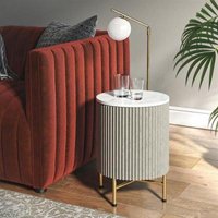 Click to view product details and reviews for Isabella Grey Round Fluted Side Table With White Marble Top. Click to view product details and reviews for Isabella Grey Round Fluted Side Table With White Marble Top.