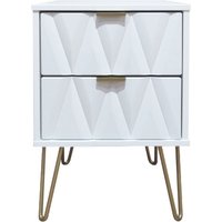 Click to view product details and reviews for Diamond White 2 Drawer Bedside Cabinet With Gold Hairpin Legs. Click to view product details and reviews for Diamond White 2 Drawer Bedside Cabinet With Gold Hairpin Legs.