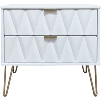 Click to view product details and reviews for Diamond White 2 Drawer Midi Bedside Cabinet With Gold Hairpin Legs. Click to view product details and reviews for Diamond White 2 Drawer Midi Bedside Cabinet With Gold Hairpin Legs.