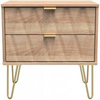 Click to view product details and reviews for Diamond Oak Effect 2 Drawer Midi Bedside Cabinet With Gold Hairpin Legs. Click to view product details and reviews for Diamond Oak Effect 2 Drawer Midi Bedside Cabinet With Gold Hairpin Legs.