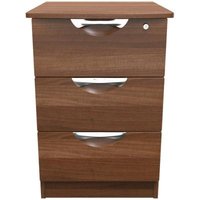 Click to view product details and reviews for Flora Walnut Effect 3 Drawer Bedside Cabinet With Lock. Click to view product details and reviews for Flora Walnut Effect 3 Drawer Bedside Cabinet With Lock.