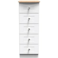 Click to view product details and reviews for Sussex White And Oak Effect 5 Drawer Narrow Chest. Click to view product details and reviews for Sussex White And Oak Effect 5 Drawer Narrow Chest.