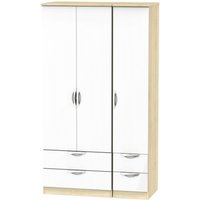 Click to view product details and reviews for Camden White Gloss And Oak Effect 3 Door Tall Triple Wardrobe 4 Drawers. Click to view product details and reviews for Camden White Gloss And Oak Effect 3 Door Tall Triple Wardrobe 4 Drawers.